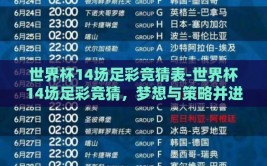 世界杯14场足彩竞猜表-世界杯14场足彩竞猜，梦想与策略并进的激情盛宴