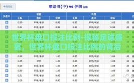 世界杯盘口投注比例-探秘足球盛宴，世界杯盘口投注比例的背后逻辑