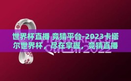 世界杯直播 竞猜平台-2023卡塔尔世界杯，尽在掌握，竞猜直播新体验