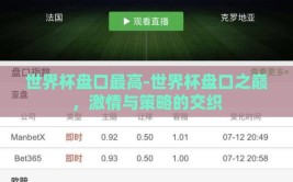 世界杯盘口最高-世界杯盘口之巅，激情与策略的交织