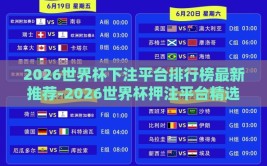 2026世界杯下注平台排行榜最新推荐-2026世界杯押注平台精选指南，掌握最新推荐与策略洞察