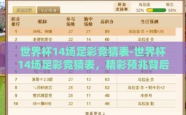 世界杯14场足彩竞猜表-世界杯14场足彩竞猜表，精彩预兆背后的策略与激情