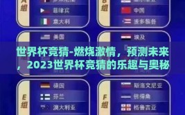 世界杯竞猜-燃烧激情，预测未来，2023世界杯竞猜的乐趣与奥秘