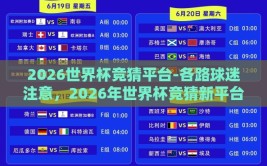 2026世界杯竞猜平台-各路球迷注意，2026年世界杯竞猜新平台即将启航！