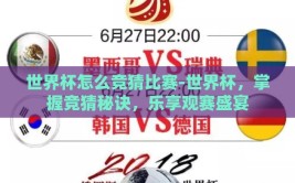 世界杯怎么竞猜比赛-世界杯，掌握竞猜秘诀，乐享观赛盛宴