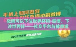 微博可以下注世界杯吗-微博，下注世界杯——社交平台与体育激情的国际碰撞