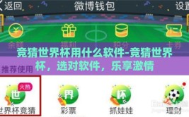 竞猜世界杯用什么软件-竞猜世界杯，选对软件，乐享激情