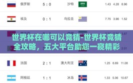 世界杯在哪可以竞猜-世界杯竞猜全攻略，五大平台助您一窥精彩