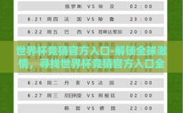 世界杯竞猜官方入口-解锁全球激情，寻找世界杯竞猜官方入口全攻略