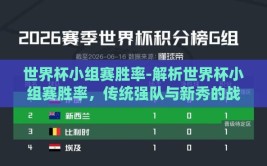 世界杯小组赛胜率-解析世界杯小组赛胜率，传统强队与新秀的战术碰撞