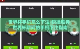 世界杯手机怎么下注-稳操胜券，世界杯期间的手机下注指南