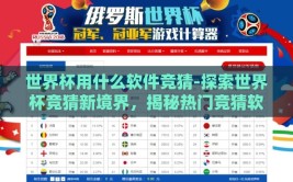 世界杯用什么软件竞猜-探索世界杯竞猜新境界，揭秘热门竞猜软件工具