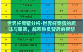 世界杯竞猜分析-世界杯竞猜的趣味与策略，解密胜负背后的智慧