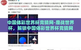 中国体彩世界杯竞猜网-鏖战世界杯，解锁中国体彩世界杯竞猜网的数字竞技魅力
