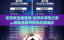 世界杯直播竞猜-世界杯激情之夜，揭秘直播竞猜的无限魅力