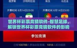 世界杯彩票竞猜软件-智慧足球，解锁世界杯彩票竞猜软件的影响与魅力
