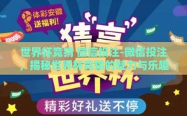 世界杯竞猜 微信投注-微信投注，揭秘世界杯竞猜的魅力与乐趣
