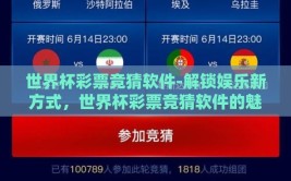 世界杯彩票竞猜软件-解锁娱乐新方式，世界杯彩票竞猜软件的魅力与实践