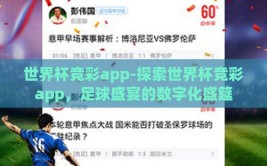 世界杯竞彩app-探索世界杯竞彩app，足球盛宴的数字化盛筵