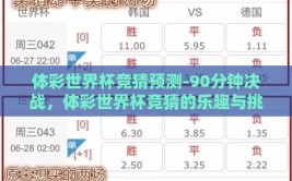 体彩世界杯竞猜预测-90分钟决战，体彩世界杯竞猜的乐趣与挑战