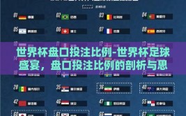 世界杯盘口投注比例-世界杯足球盛宴，盘口投注比例的剖析与思考
