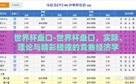 世界杯盘口-世界杯盘口，实际、理论与精彩碰撞的竞赛经济学