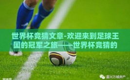 世界杯竞猜文章-欢迎来到足球王国的冠军之旅——世界杯竞猜的激情篇章