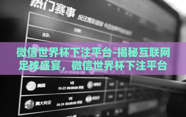 微信世界杯下注平台-揭秘互联网足球盛宴，微信世界杯下注平台的灰色地带与风险警示