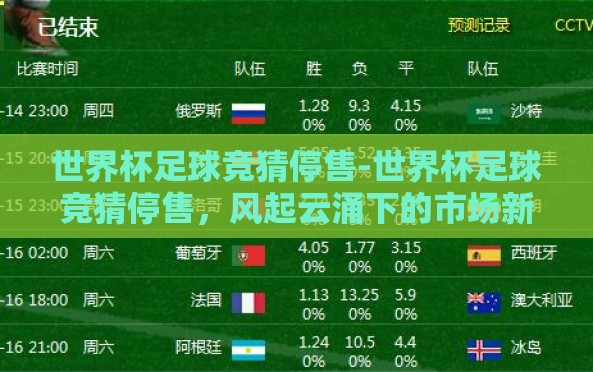 世界杯足球竞猜停售-世界杯足球竞猜停售,风起云涌下的市场新篇章 世界杯足球竞猜停售-世界杯足球竞猜停售,风起云涌下的市场新篇章
