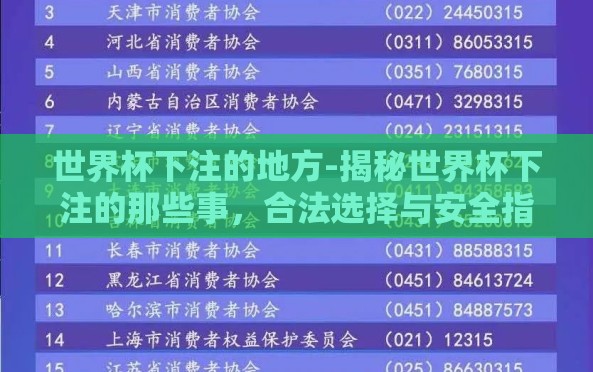 世界杯下注的地方-揭秘世界杯下注的那些事,合法选择与安全指南 世界杯下注的地方-揭秘世界杯下注的那些事,合法选择与安全指南